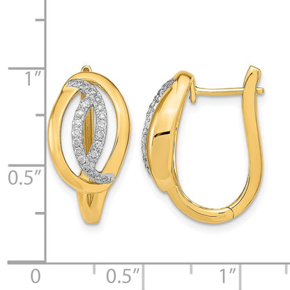 14k 1/3 carat Diamond Fancy Oval Hinged Hoop Earrings
