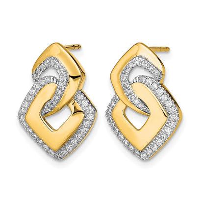 14k Polished 1/3 carat Diamond Fancy Shaped Post Earrings