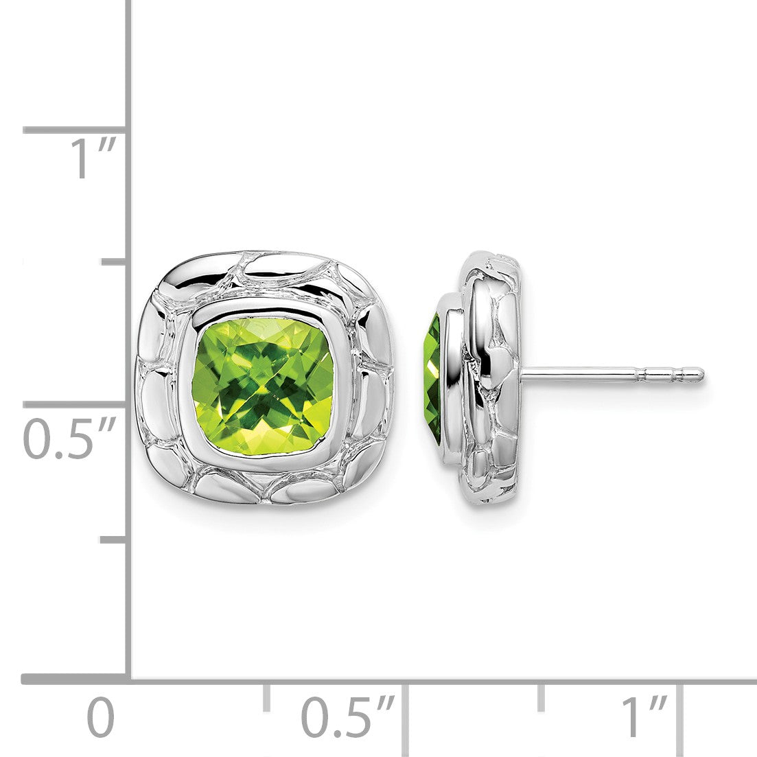 Sterling Silver Rhodium Plated Peridot Earrings