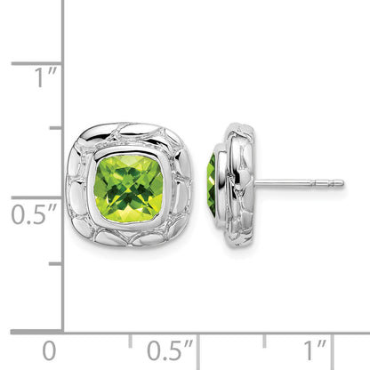Sterling Silver Rhodium Plated Peridot Earrings