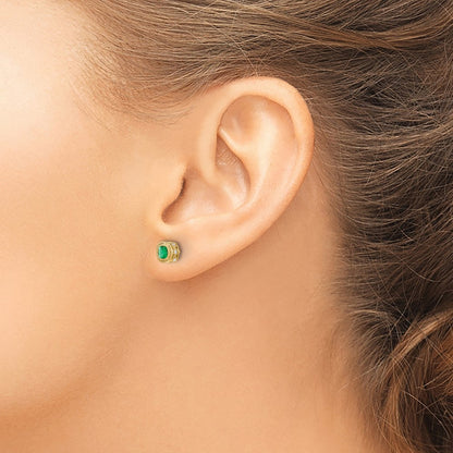 14k Emerald and Diamond Earrings