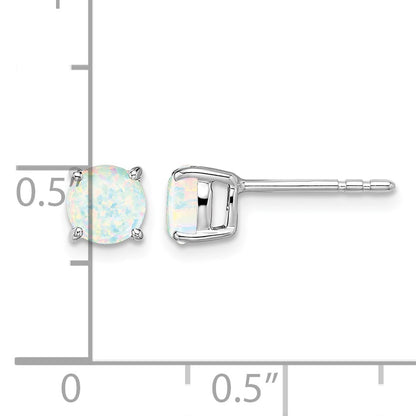 14k White Gold 5mm Round Lab Created Opal Post Earrings