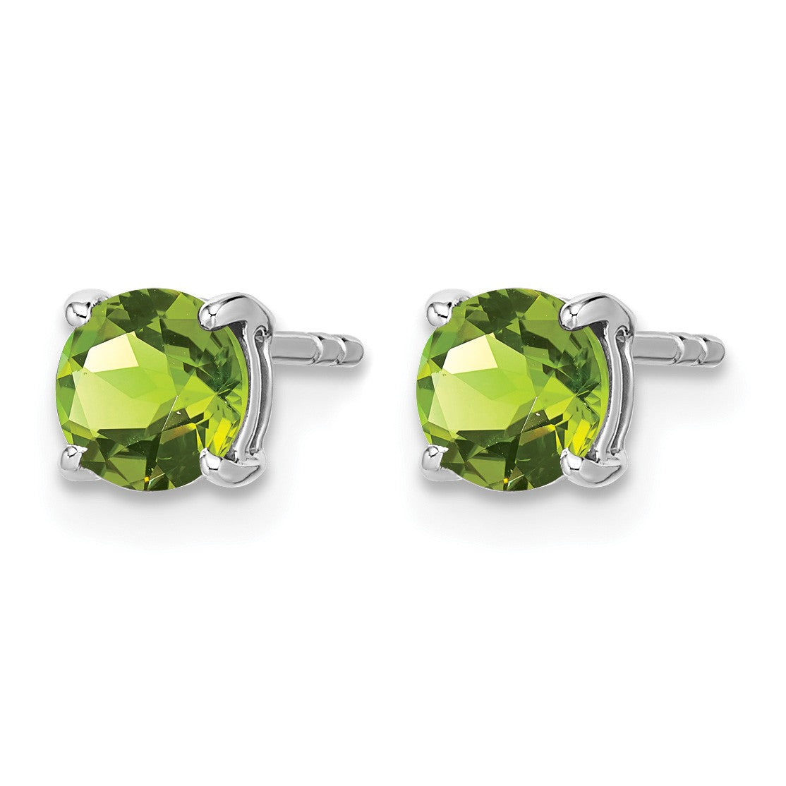 14k White Gold 5mm Round Peridot Post Earrings