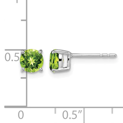 14k White Gold 5mm Round Peridot Post Earrings