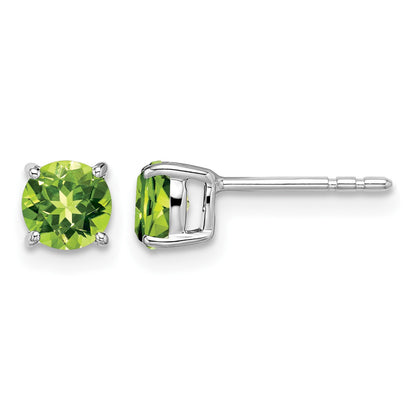14k White Gold 5mm Round Peridot Post Earrings