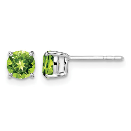 14k White Gold 5mm Round Peridot Post Earrings