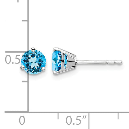 14k White Gold 5mm Round Blue Topaz Martini Post Earrings