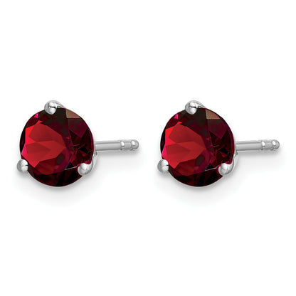14k White Gold 5mm Round Garnet Martini Post Earrings