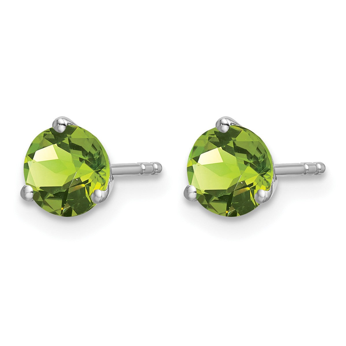 14k White Gold 5mm Round Peridot Martini Post Earrings