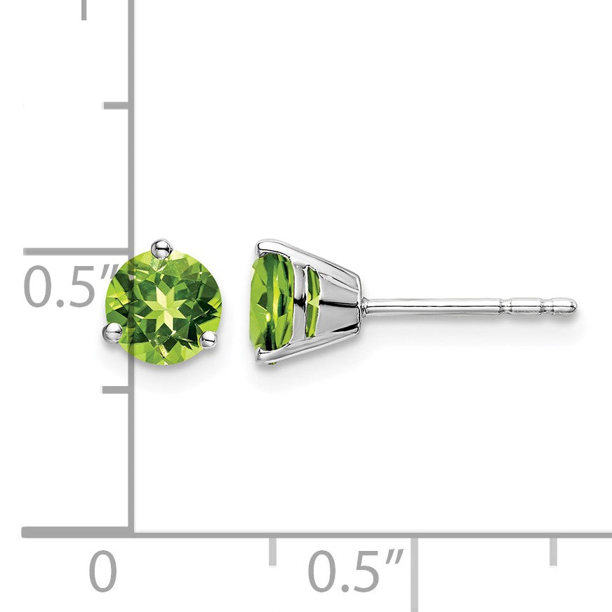 14k White Gold 5mm Round Peridot Martini Post Earrings