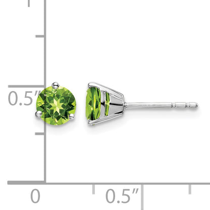 14k White Gold 5mm Round Peridot Martini Post Earrings