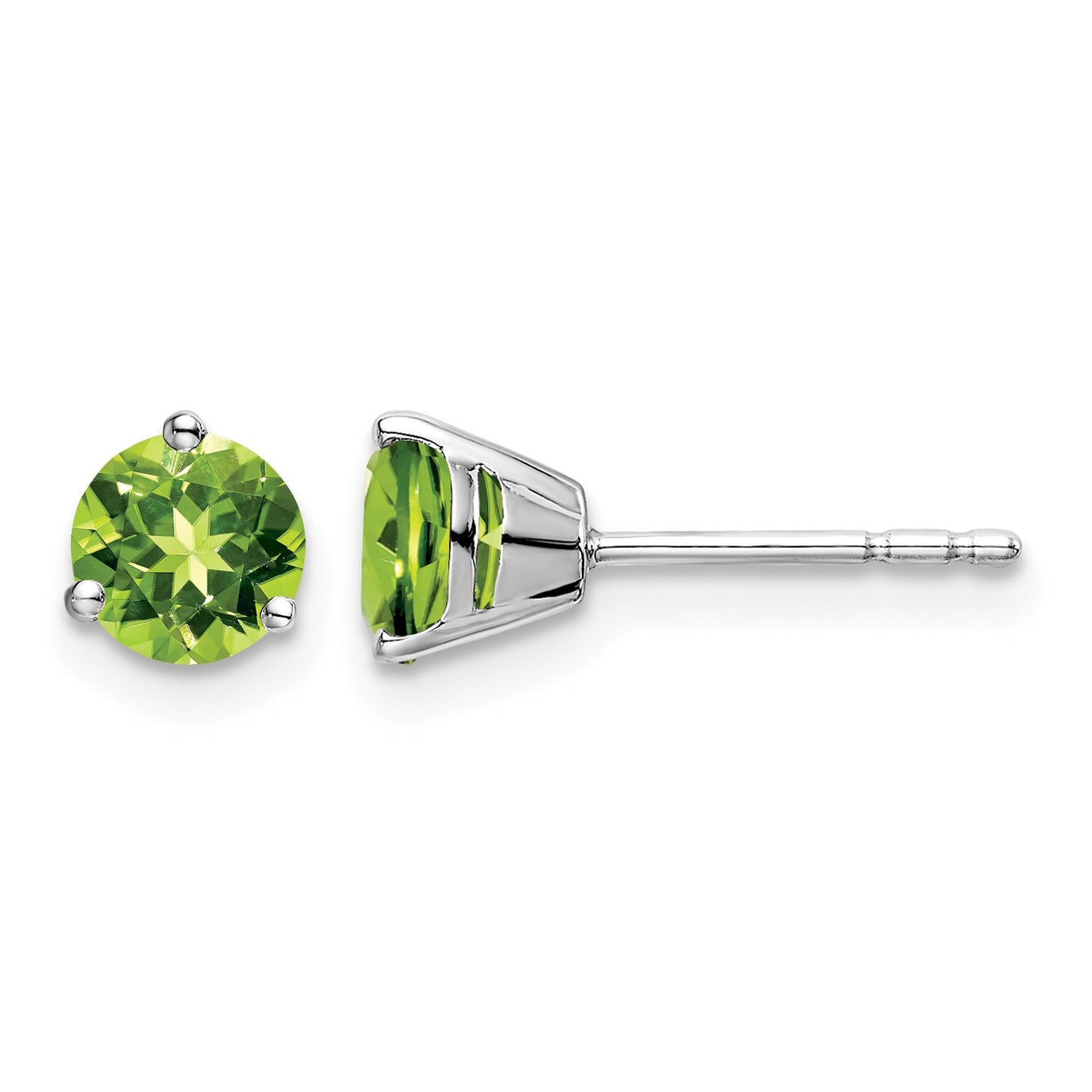 14k White Gold 5mm Round Peridot Martini Post Earrings