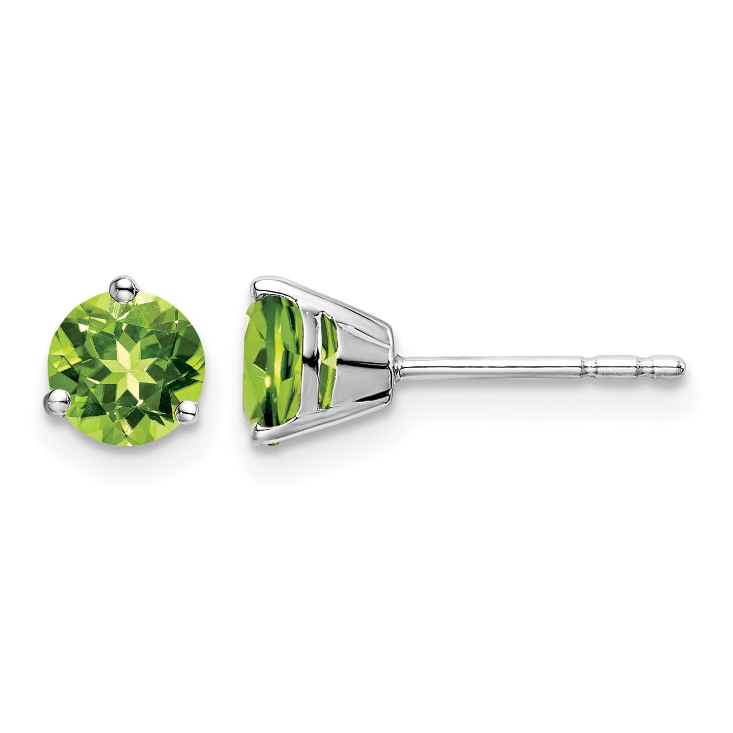 14k White Gold 5mm Round Peridot Martini Post Earrings