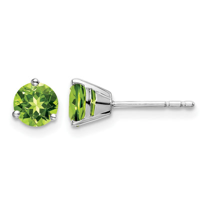 14k White Gold 5mm Round Peridot Martini Post Earrings