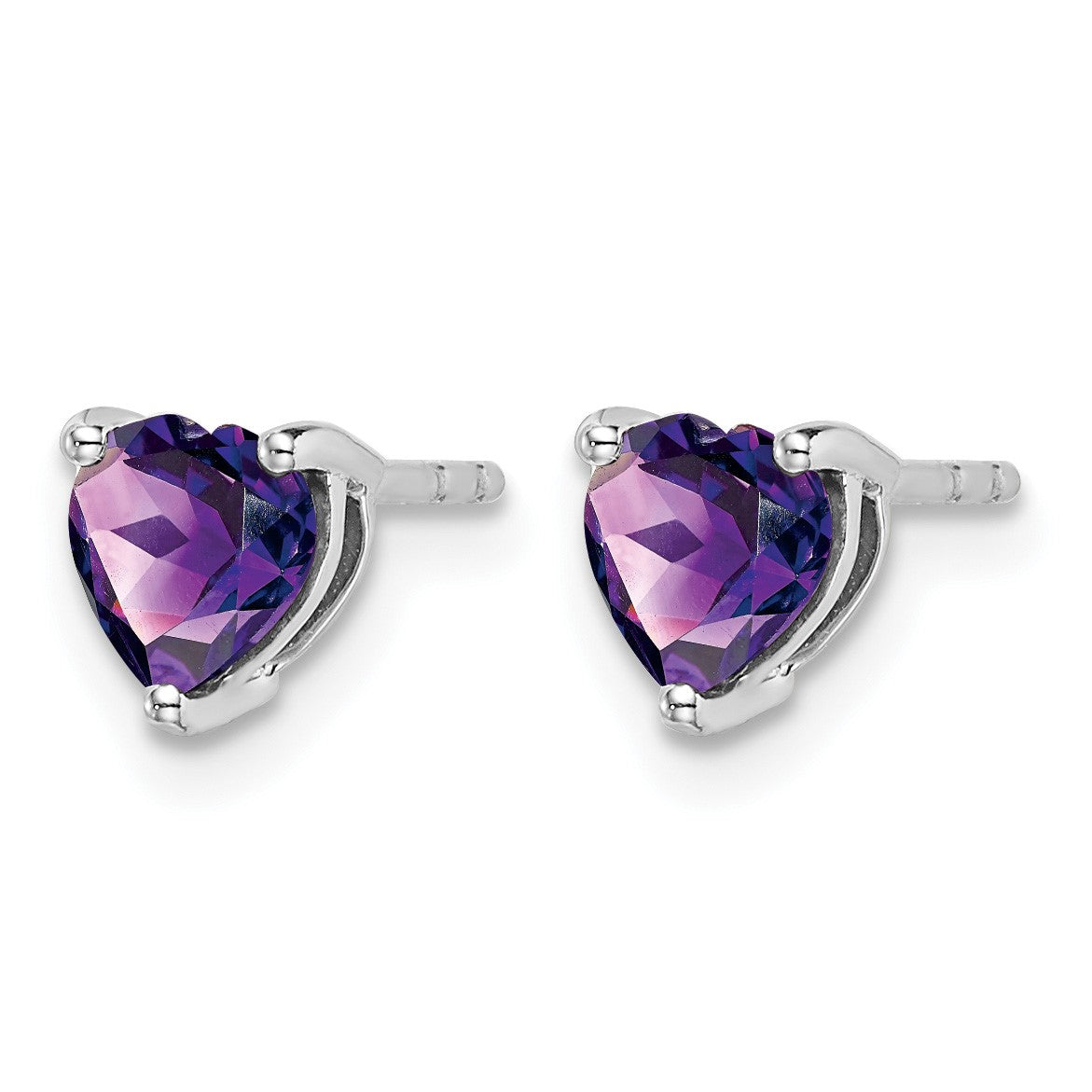 14k White Gold 5mm Heart Amethyst Post Earrings
