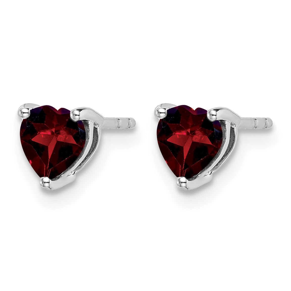 14k White Gold 5mm Heart Garnet Post Earrings