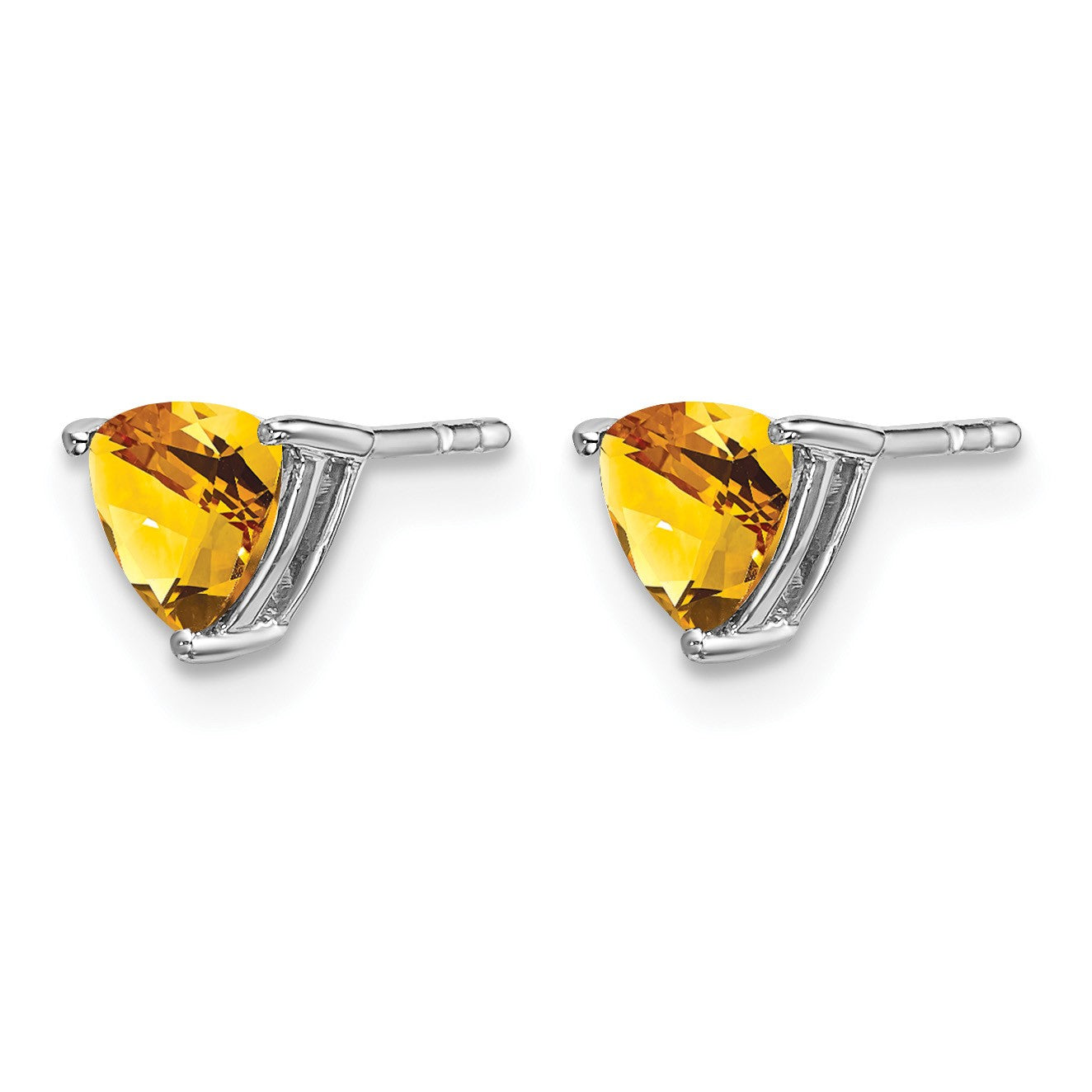 14k White Gold 5mm Trillion Citrine Post Earrings