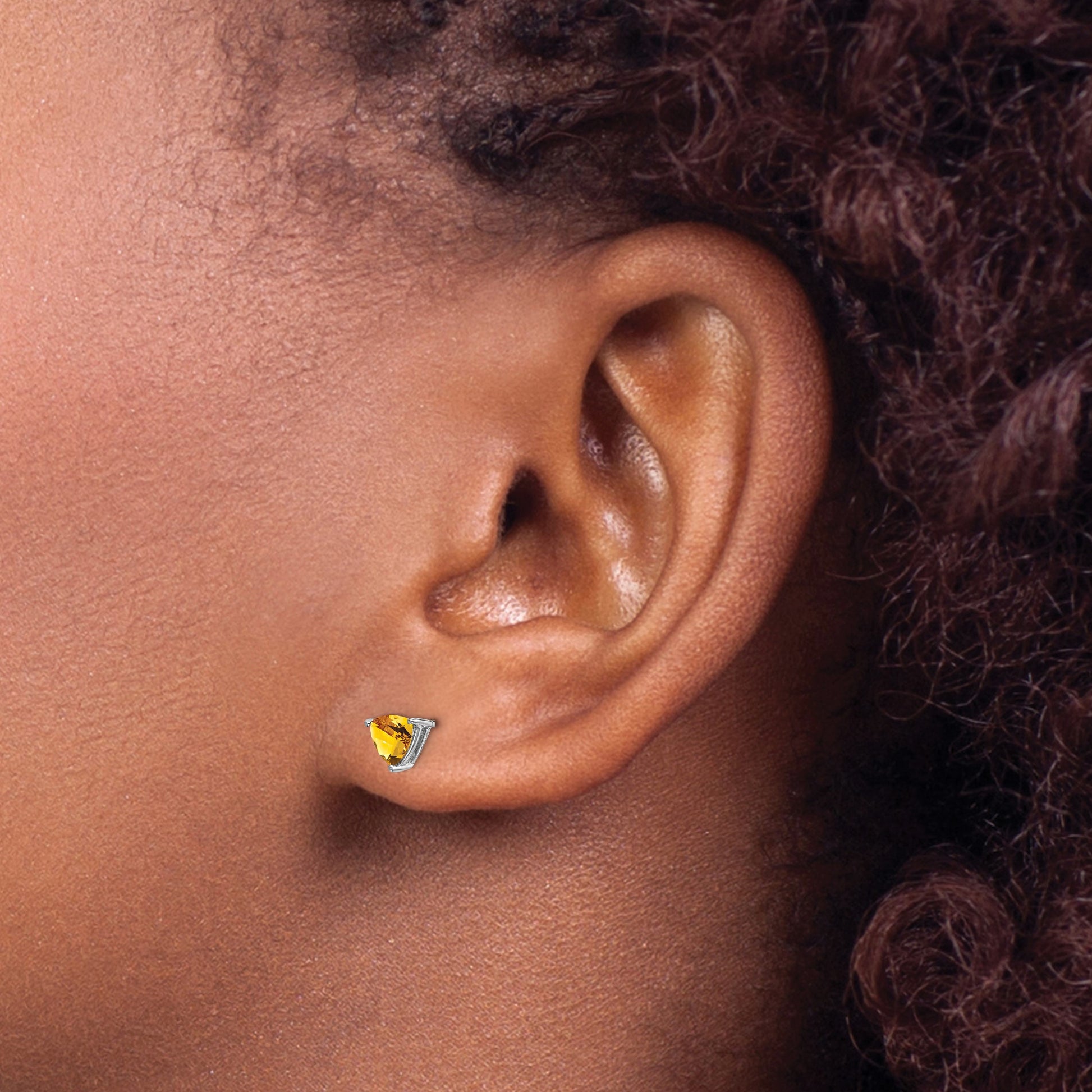14k White Gold 5mm Trillion Citrine Post Earrings