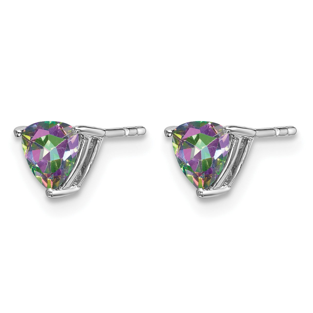 14k White Gold 5mm Trillion Mystic Fire Topaz Post Earrings
