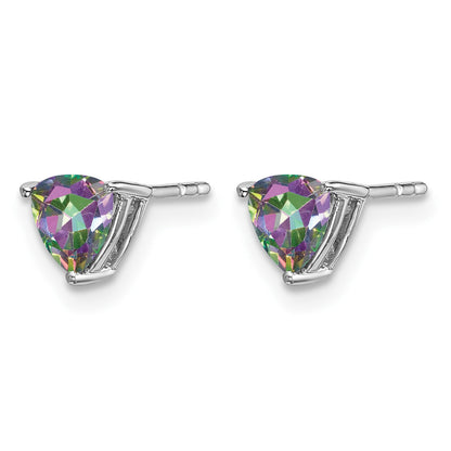 14k White Gold 5mm Trillion Mystic Fire Topaz Post Earrings