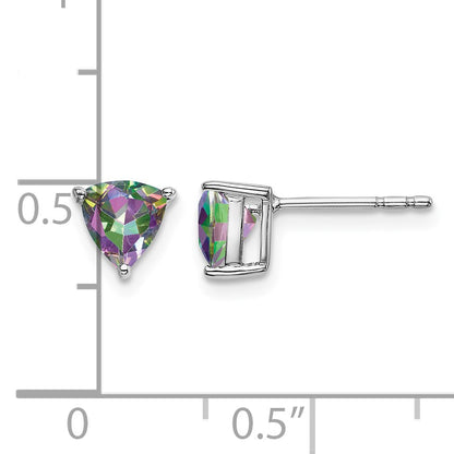 14k White Gold 5mm Trillion Mystic Fire Topaz Post Earrings