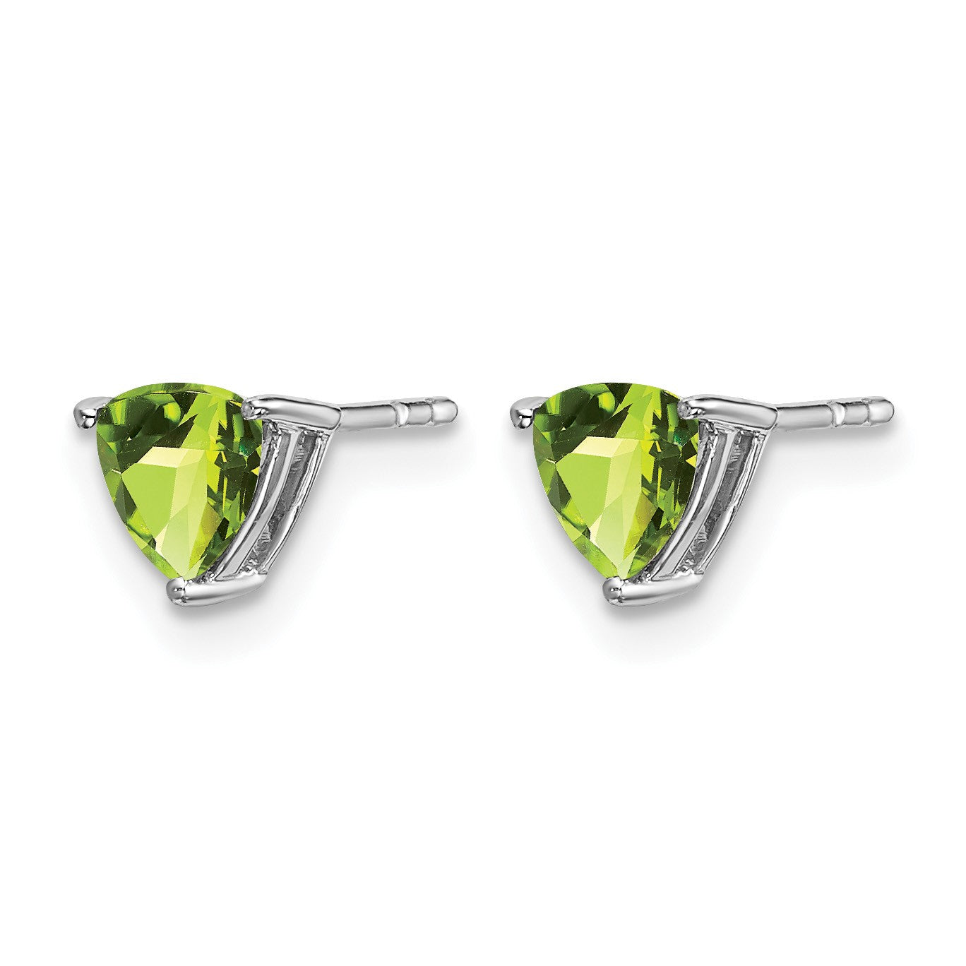 14k White Gold 5mm Trillion Peridot Post Earrings