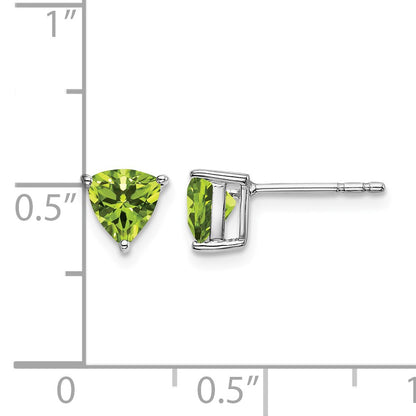 14k White Gold 5mm Trillion Peridot Post Earrings