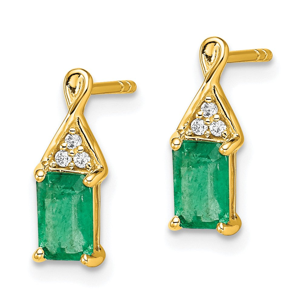 14k Emerald and Diamond Earrings