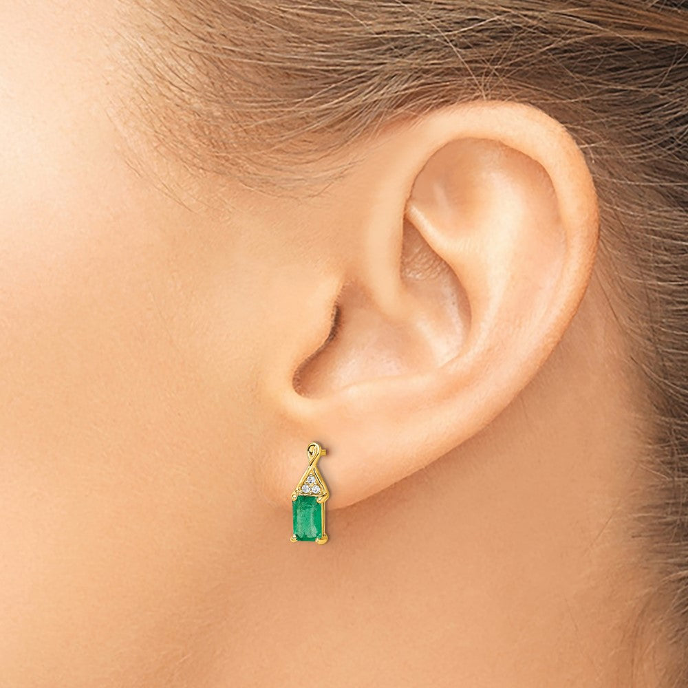 14k Emerald and Diamond Earrings