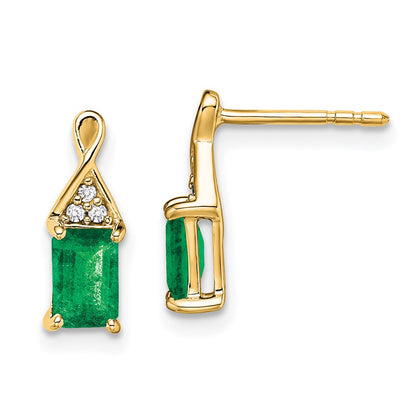 14k Emerald and Diamond Earrings