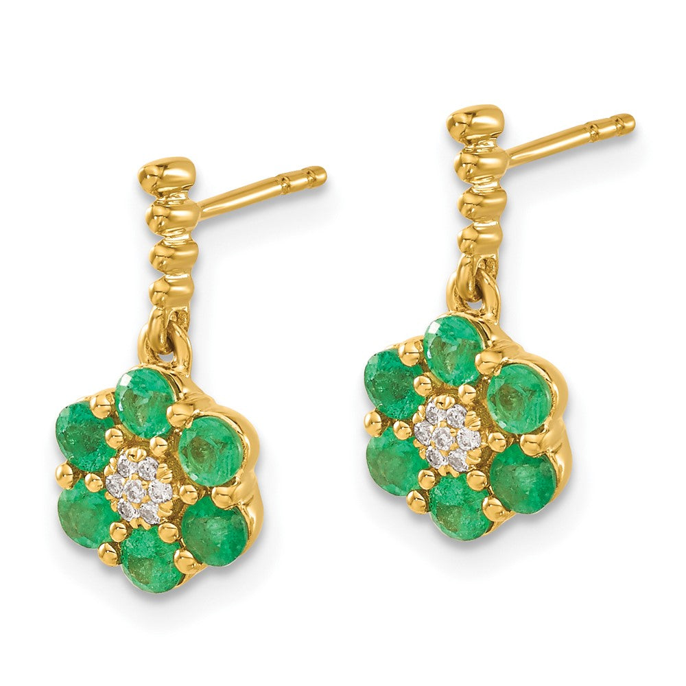 14k Emerald and Diamond Earrings