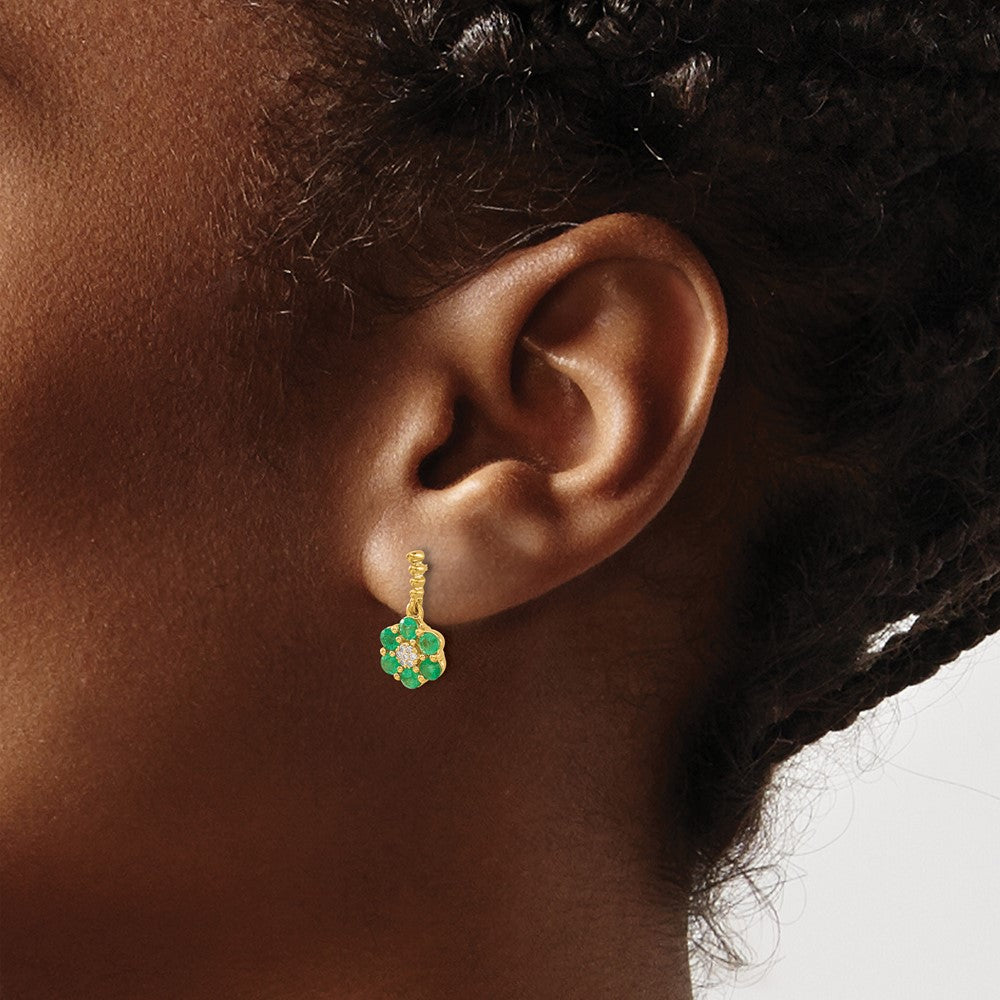 14k Emerald and Diamond Earrings