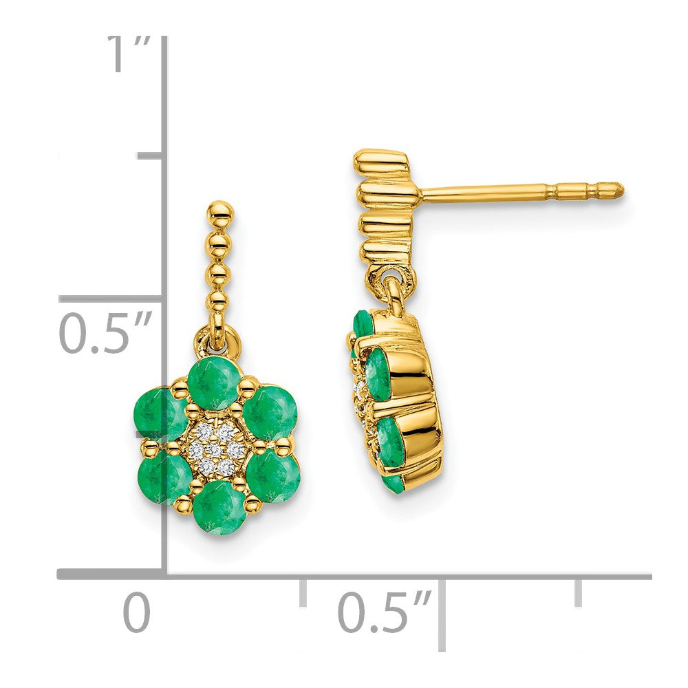 14k Emerald and Diamond Earrings