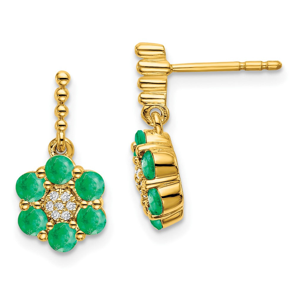 14k Emerald and Diamond Earrings