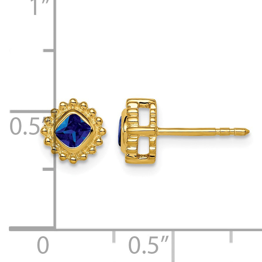 14k 3.4mm Cushion Sapphire Post Earrings