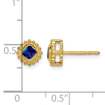14k 3.4mm Cushion Sapphire Post Earrings