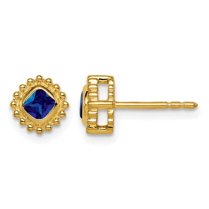 14k 3.4mm Cushion Sapphire Post Earrings