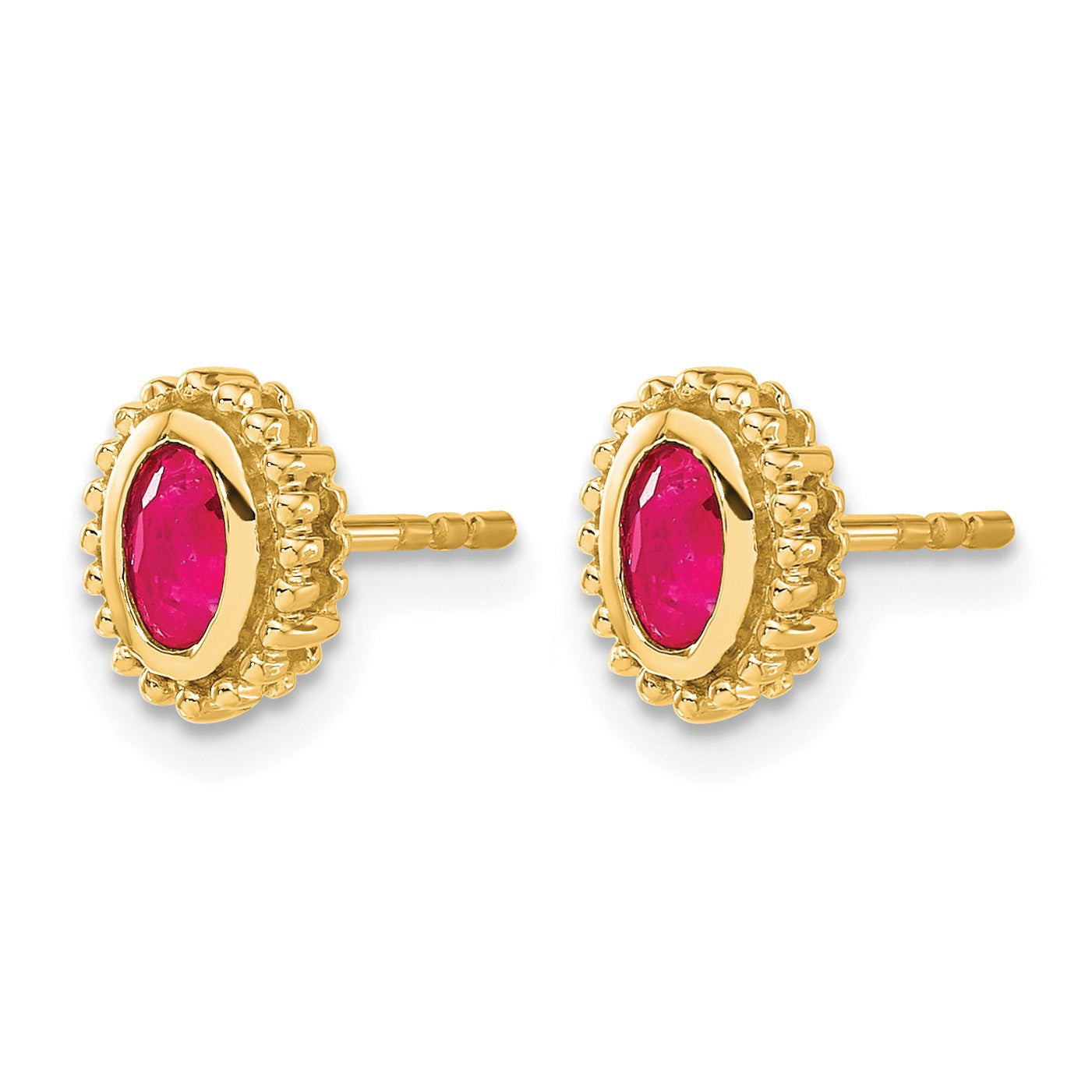 14k 5x3mm Oval Ruby Post Earrings