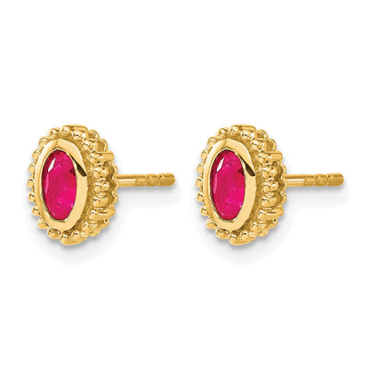 14k 5x3mm Oval Ruby Post Earrings
