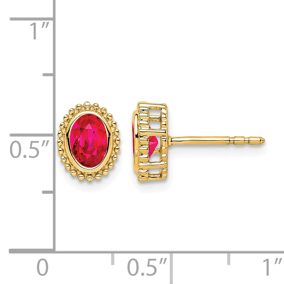 14k 5x3mm Oval Ruby Post Earrings
