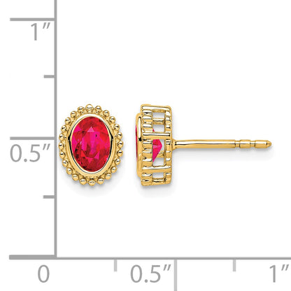 14k 5x3mm Oval Ruby Post Earrings
