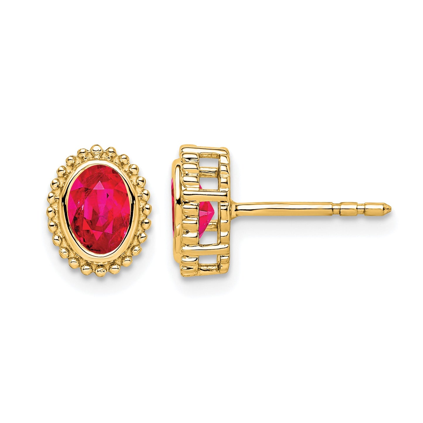 14k 5x3mm Oval Ruby Post Earrings