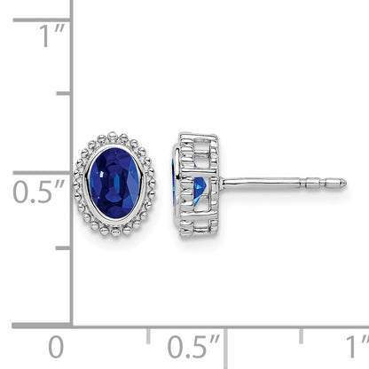 14k White Gold 5x3mm Oval Sapphire Post Earrings