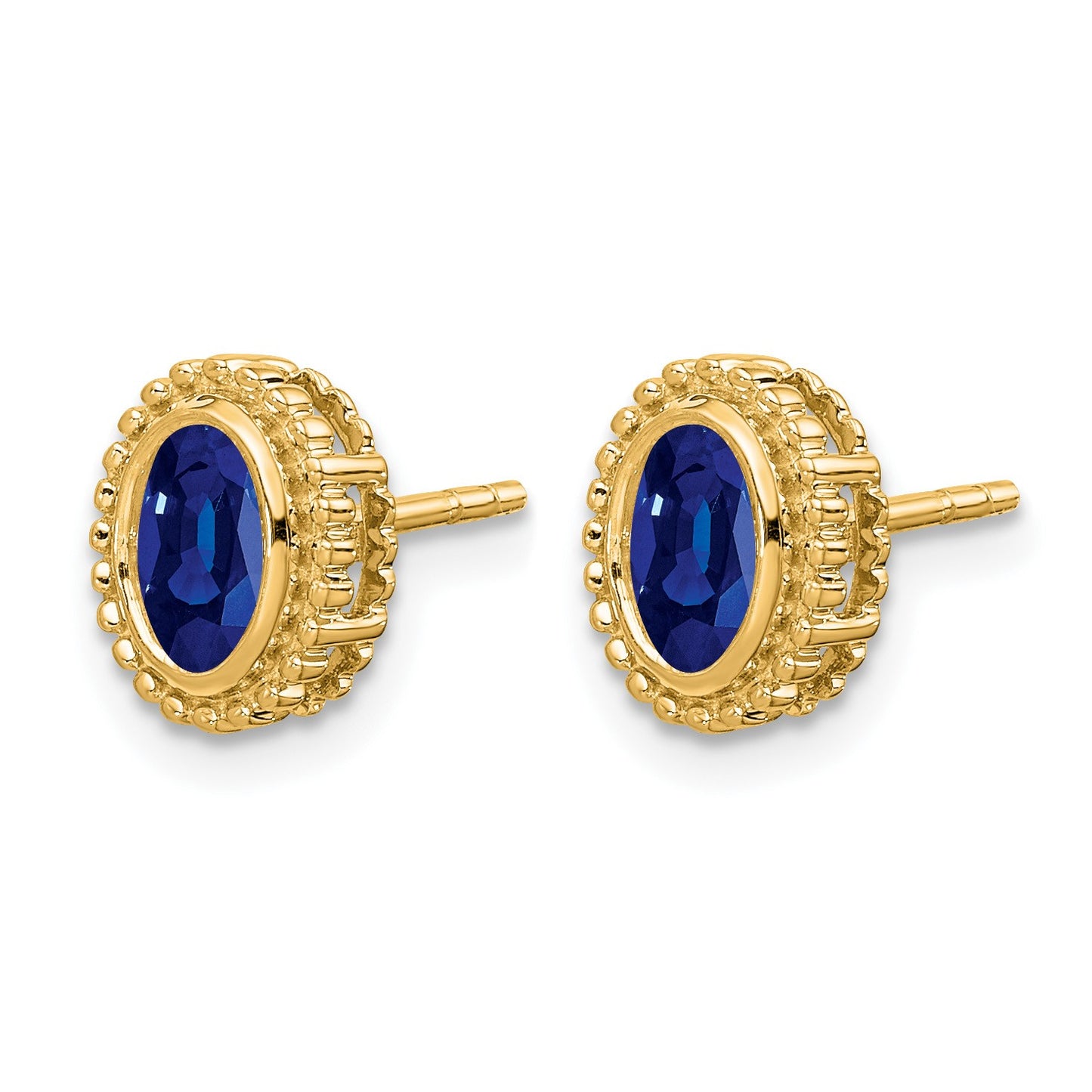 14k 5x3mm Oval Sapphire Post Earrings