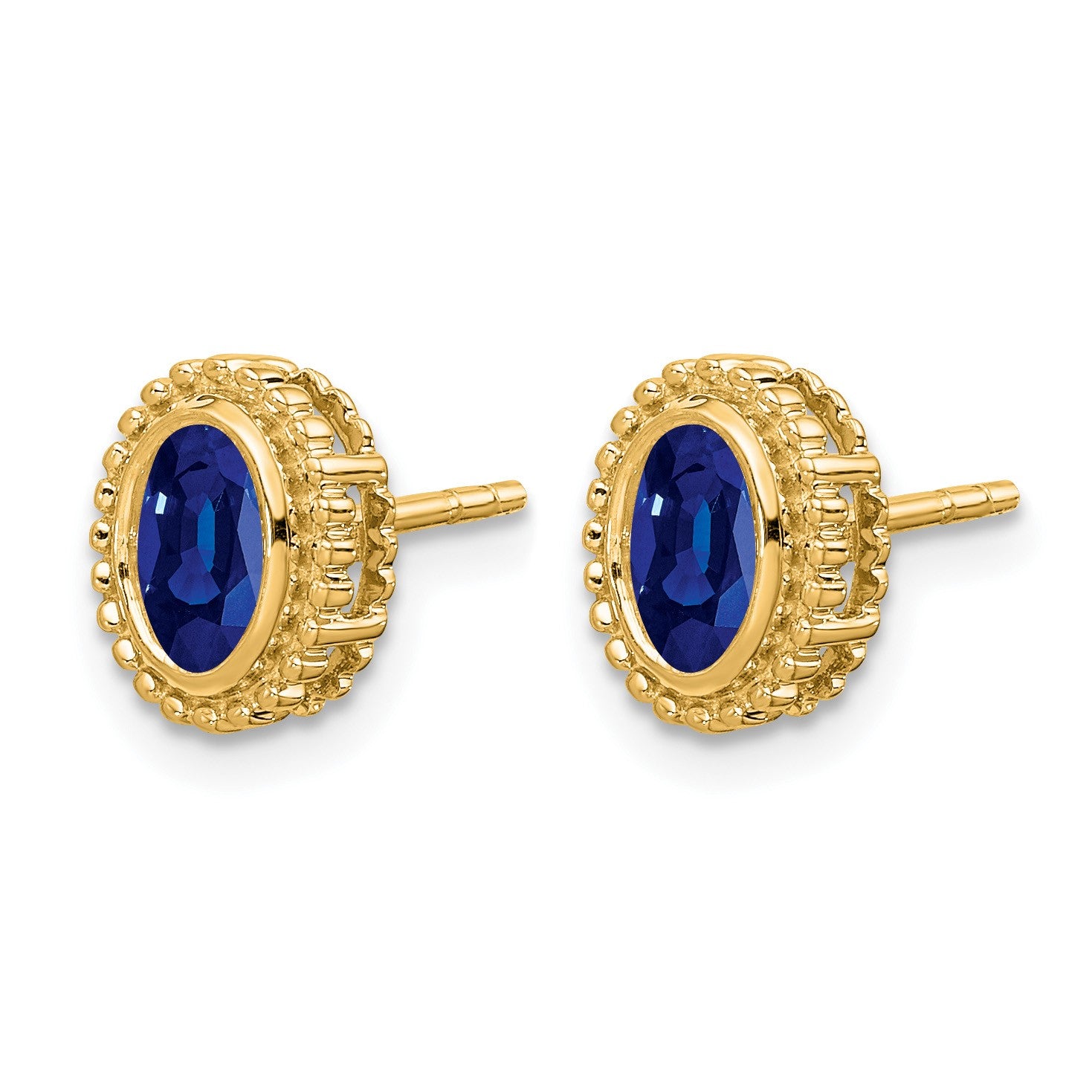 14k 5x3mm Oval Sapphire Post Earrings