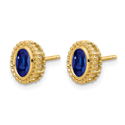 14k 5x3mm Oval Sapphire Post Earrings