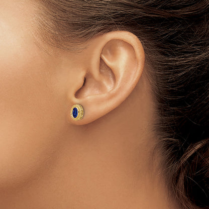 14k 5x3mm Oval Sapphire Post Earrings