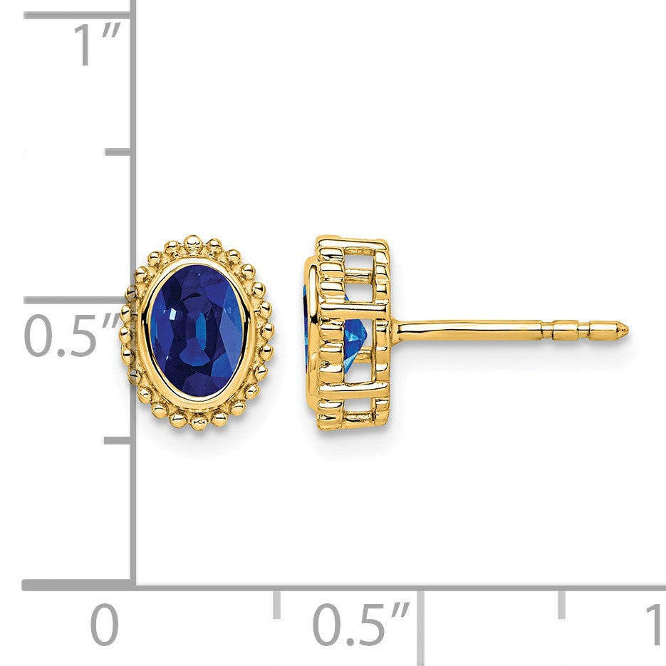 14k 5x3mm Oval Sapphire Post Earrings