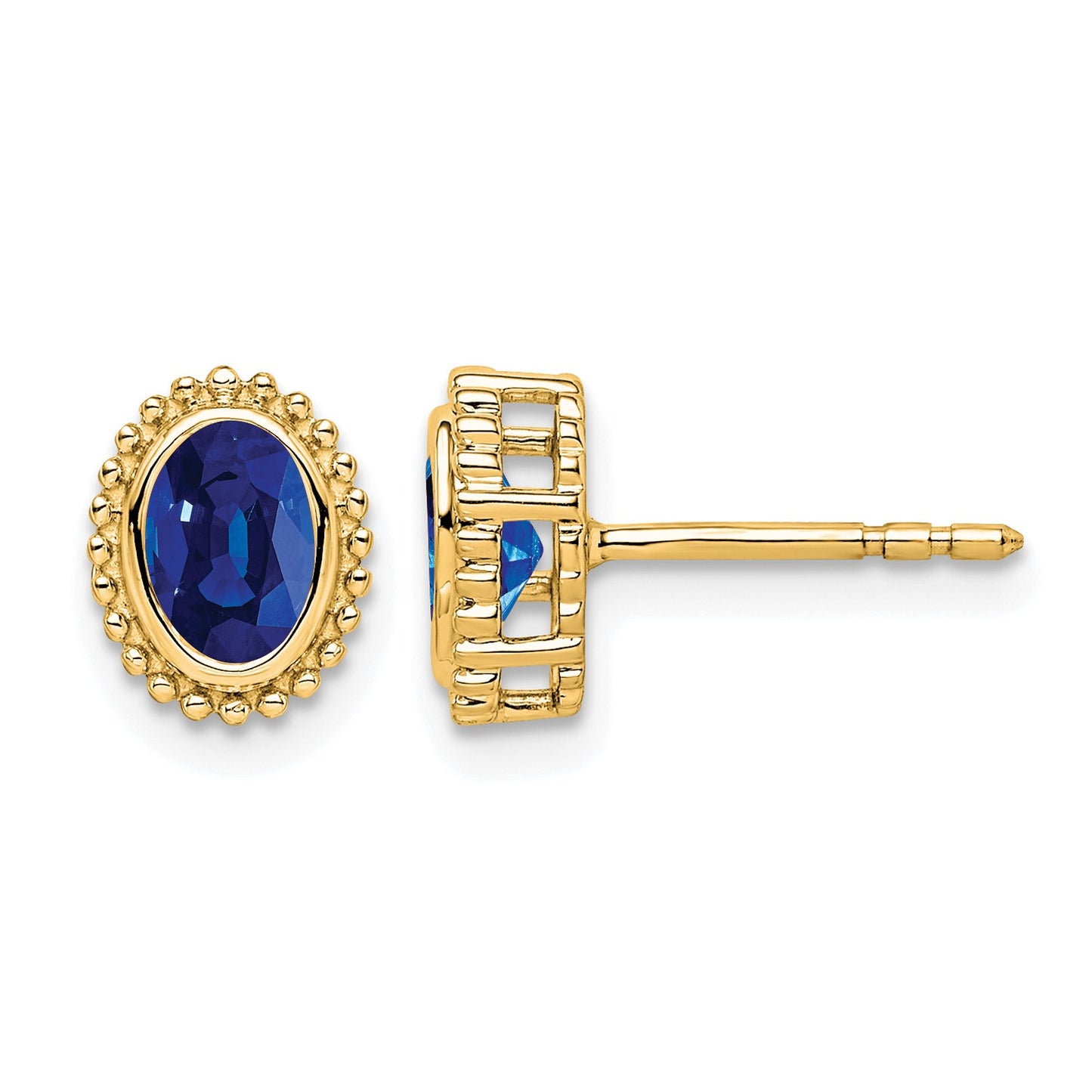 14k 5x3mm Oval Sapphire Post Earrings