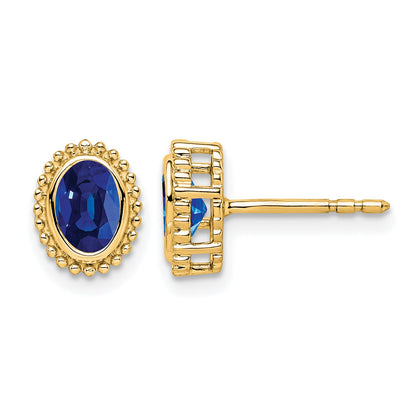 14k 5x3mm Oval Sapphire Post Earrings
